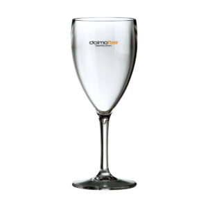 Weinglas aus Polycarbonat mit Text und Logo Wine PC 340cc. - Transparent aus unzerbrechlichem Kunststoff